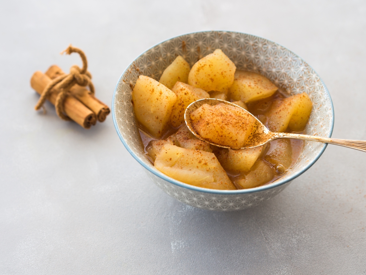 bowl of cinnamon cooked apples